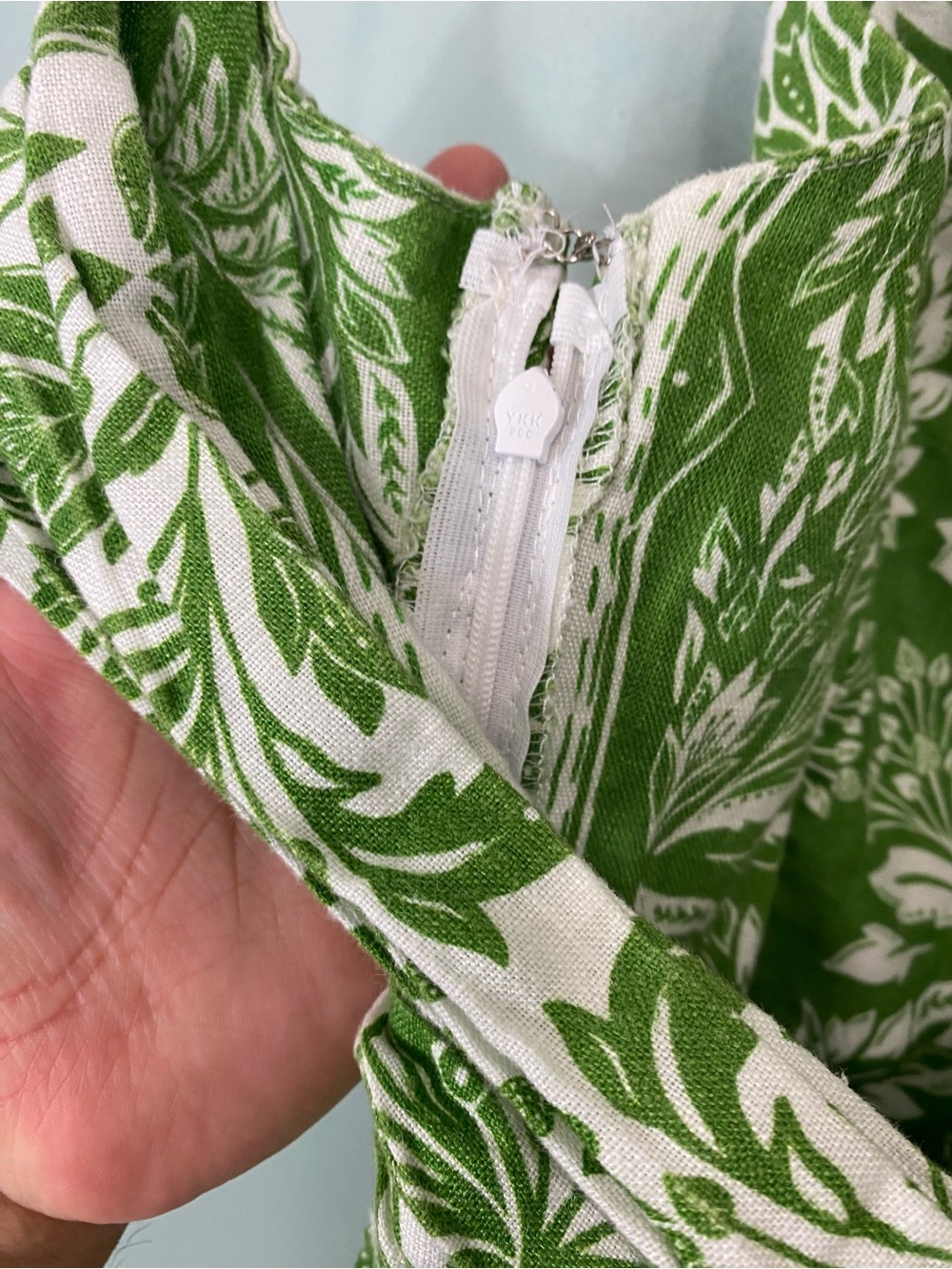 Farm Rio Delicate Tapestry Linen Drop Waist Midi Dress Green Small - Picture 10 of 12